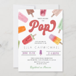 Hon är Redo till popup Popsicle Baby Shower Inbjudningar
