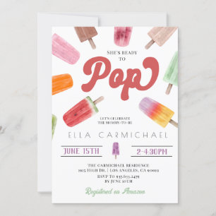 Hon är Redo till popup Popsicle Baby Shower Inbjudningar