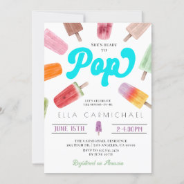 Hon är Redo till popup Popsicle Baby Shower Inbjudningar