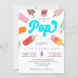 Hon är Redo till popup Popsicle Baby Shower Inbjudningar
