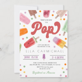 Hon är Redo till popup Popsicle Baby Shower Inbjudningar