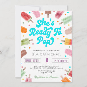 Hon är Redo till popup Popsicle Baby Shower Inbjudningar