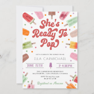 Hon är Redo till popup Popsicle Baby Shower Inbjudningar