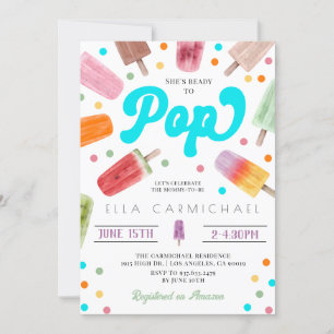 Hon är Redo till popup Popsicle Baby Shower Inbjudningar