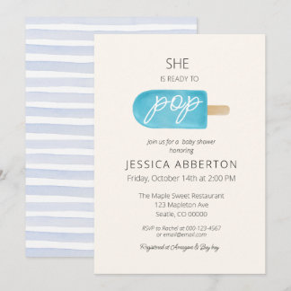 Hon är Redo till popup Popsicle Baby Shower Inbjudningar