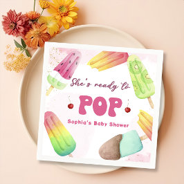 Hon är Redo till popup-popsicle Baby Shower Napkin Pappersservett