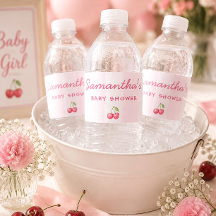 Hon är Rosinen på Tårtan   Körsbärs Baby Shower Vattenflaskor Etikett