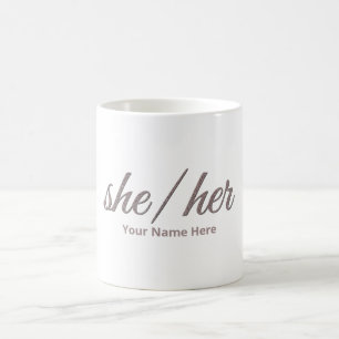 Hon är skript-teckensnitt kaffemugg