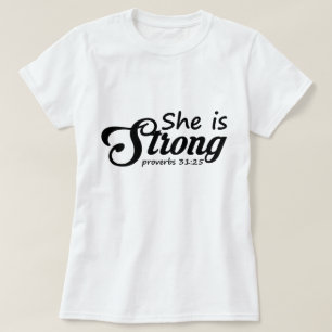 Hon Är Stark - Kristet T Shirt