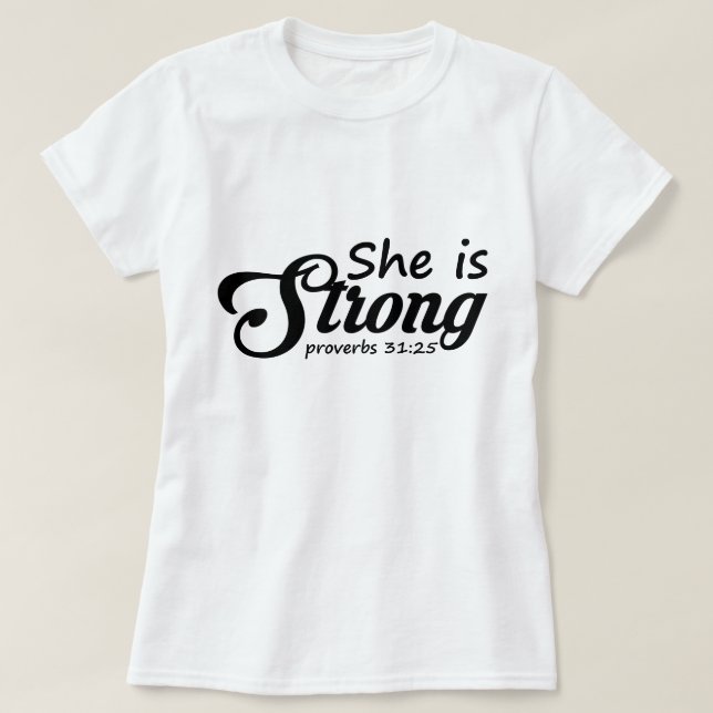 Hon Är Stark - Kristet T Shirt (Design framsida)