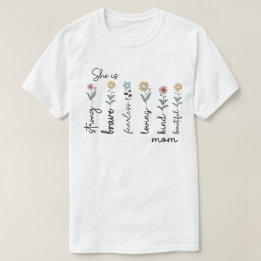 Hon är stark modig kärleksfull mamma – Wildflower T Shirt