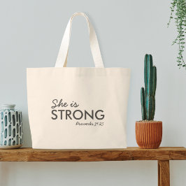 Hon är stark | Proverbs 31:25 Christian Faith Jumbo Tygkasse