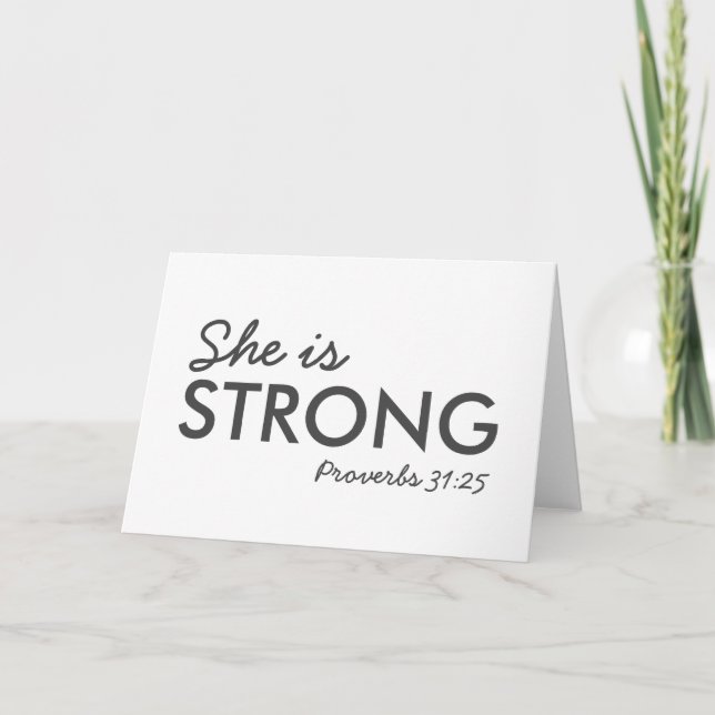 Hon är stark | Proverbs 31:25 Christian Faith Kort (Framsida)