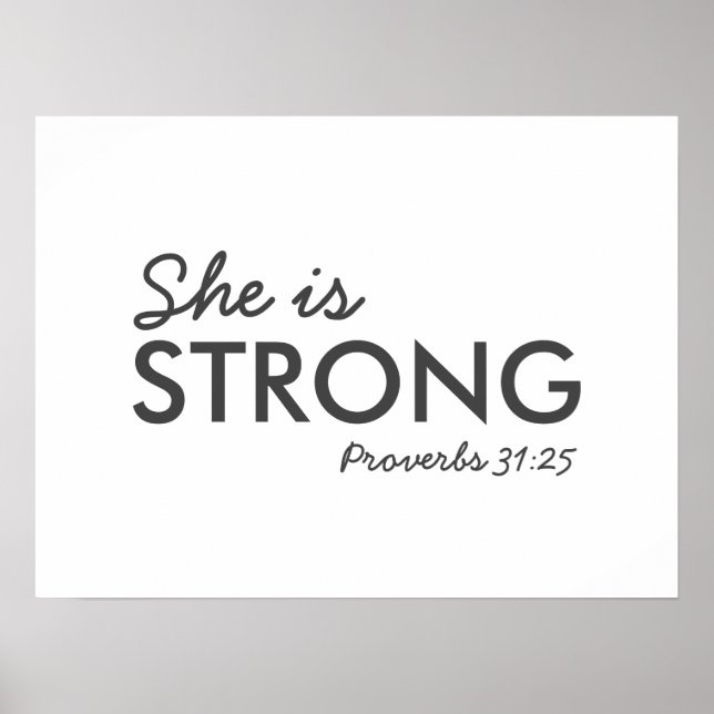 Hon är stark | Proverbs 31:25 Christian Faith Poster (Framsidan)