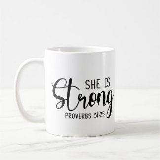 Hon är stark - Proverbs 31:25 Kaffemugg