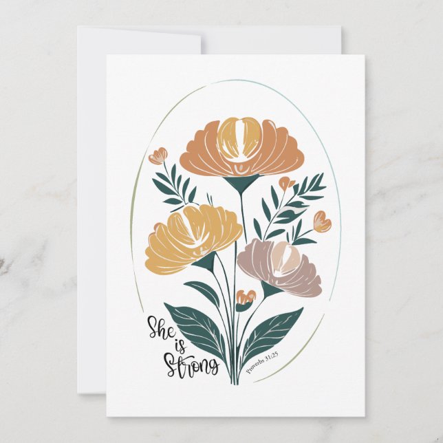 Hon är stark Psalm Boho Christian inspirational T Inbjudningar (Framsida)