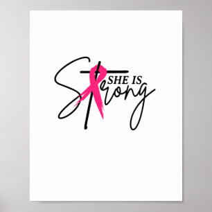 Hon är stark Rosa Ribbon Poster