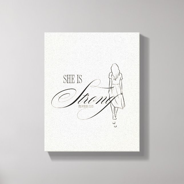 Hon är starka ordspråk 31:25 canvastryck (Framsida)