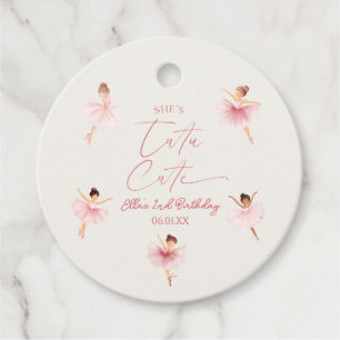 Hon är Tutu Cute Rosa Ballerina 2:a födelsedagen P Gåvor Etiketter