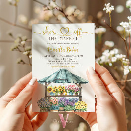 Hon är utanför Inbjudningskort för möhippan