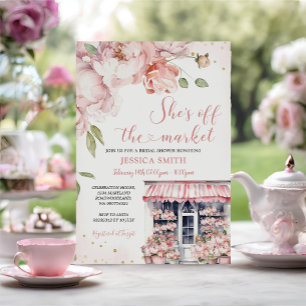Hon är utanför Möhippan för Rosa Flowers Inbjudningar