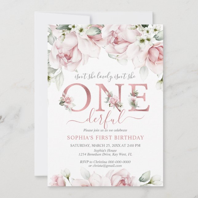 Hon är väl inte en underbar första födelsedag? inbjudningar (Framsida)