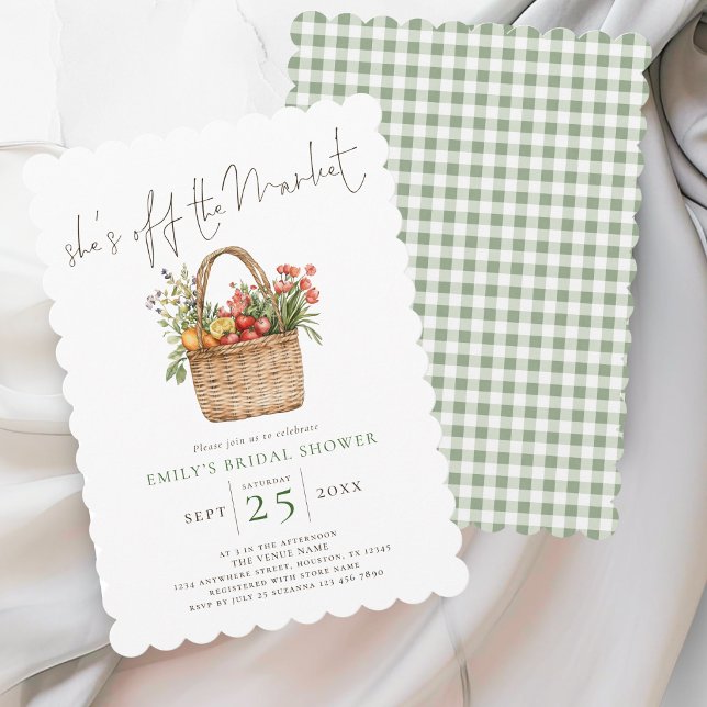 Hon Av Marktens Sage Gingham Bröllopsdusch Inbjudningar (Skapare uppladdad)