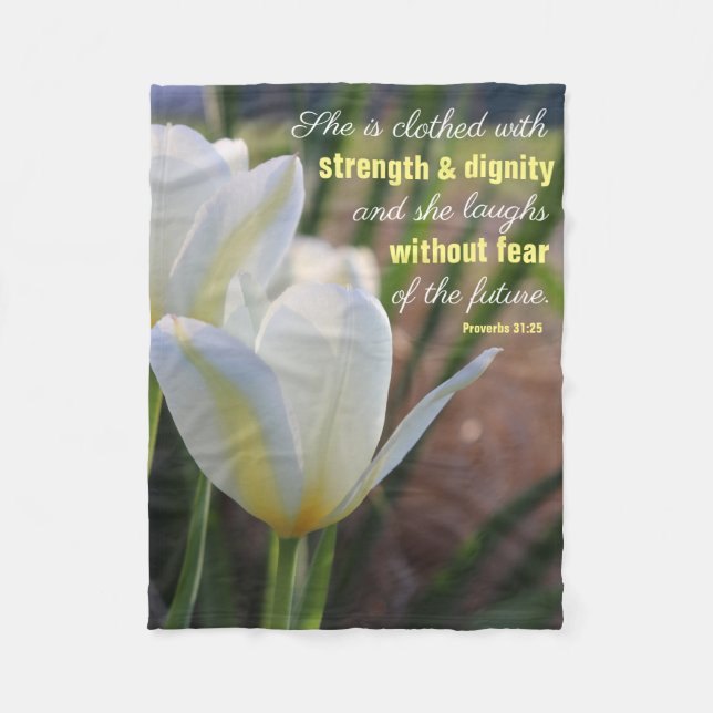 Hon bekläs - Proverbs31:25 Fleecefilt (Framsidan)