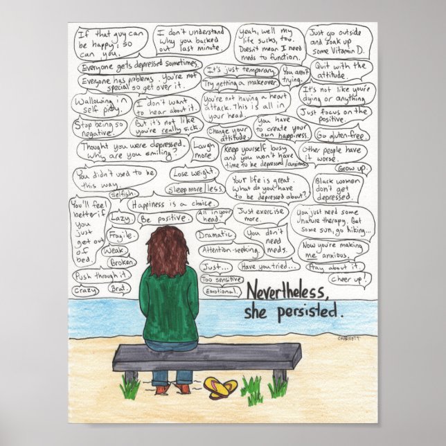 Hon bestod (depression och ångest) 8,5 x 11 poster (Framsidan)
