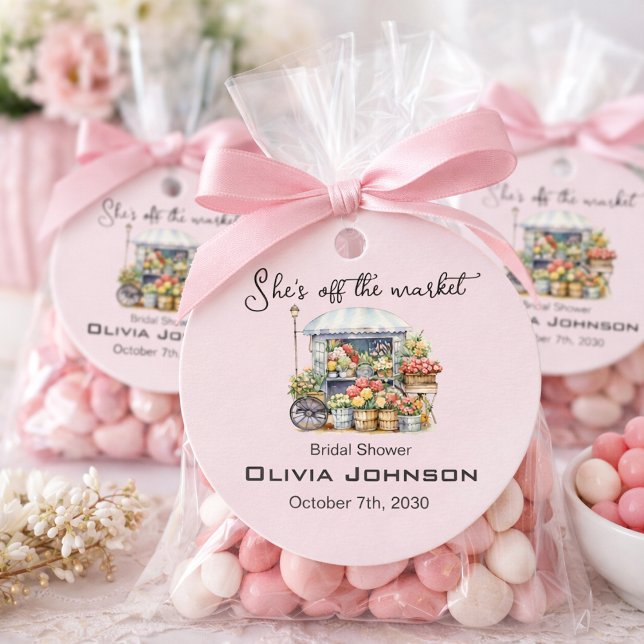Hon Blir Brud - Rosa Blommig Bröllopsfest Gåvor Etiketter (Skapare uppladdad)