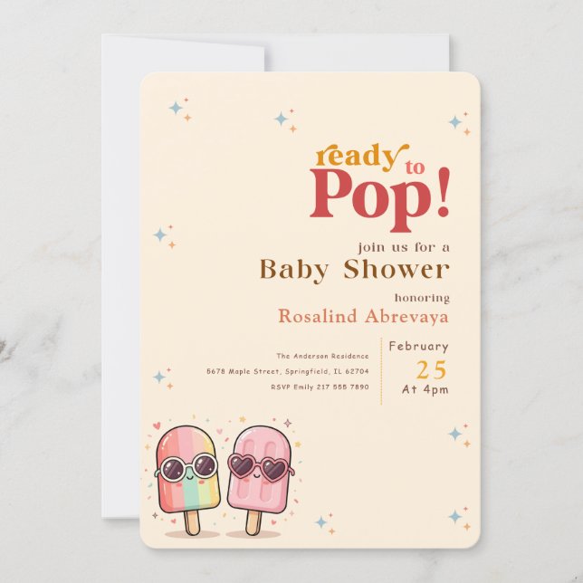 Hon Blir Snart Förälder Popsicle Babykalas Inbjudningar (Framsida)