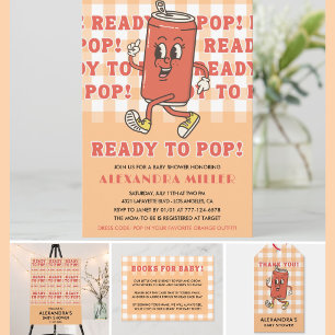 Hon Blir Snart Mamma - Baby Shower Retro Orange Gi Inbjudningar