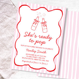 Hon Blir Snart Mamma - Röd Läskflaska Baby Shower Inbjudningar