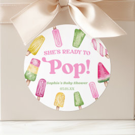 Hon Blir Snart Mamma Rosa Pinnstång Baby Shower Runt Klistermärke