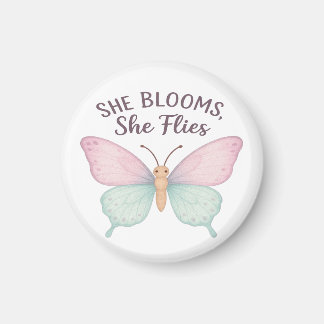 Hon blommar, hon flyger - inspirationsfjäril magnet