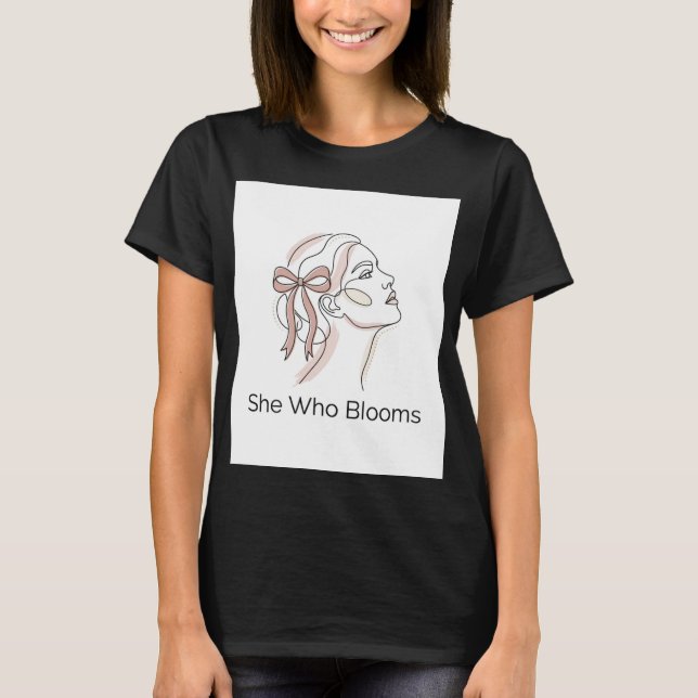 Hon Blommar Linje Konst Kvinnors T-Shirt |  (Framsida)