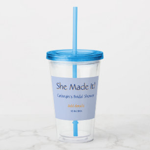 HON BRYLLUPSDUSCH BLÅ ORANGE STILIGT MODE TAKE AWAY MUGG