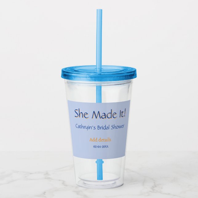 HON BRYLLUPSDUSCH BLÅ ORANGE STILIGT MODE TAKE AWAY MUGG (Framsida)