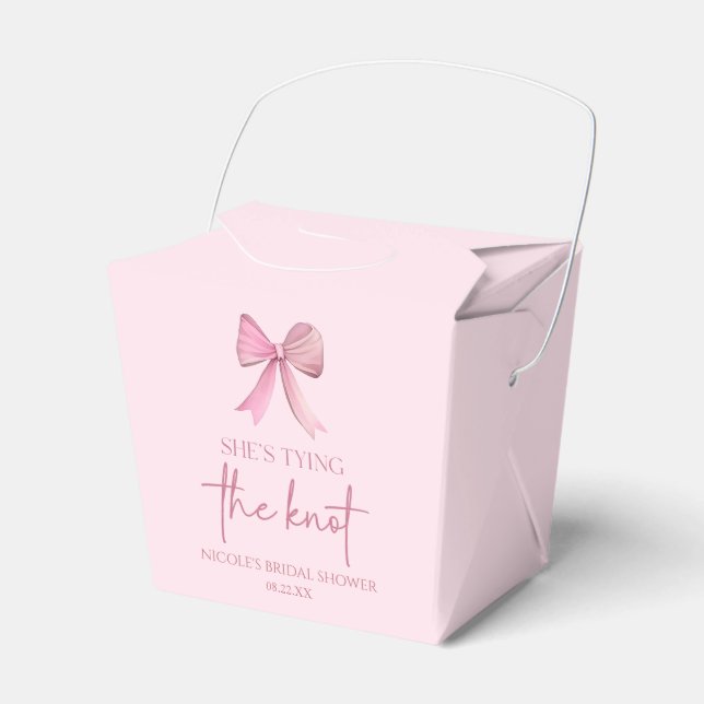 Hon Bryter Knuten Rosa Båge Bröllopsdusch Presentaskar (Framsidan Sidan)