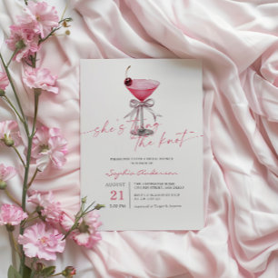 Hon Bryter Knuten Rosa Bröllopsfest Inbjudningar