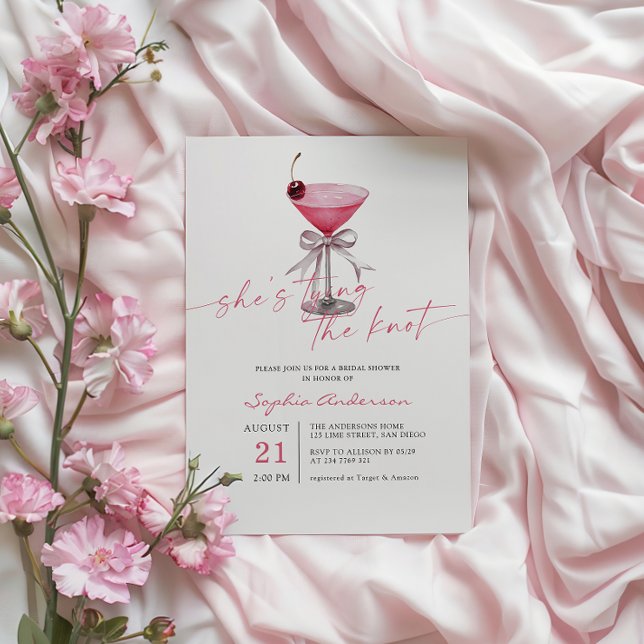 Hon Bryter Knuten Rosa Bröllopsfest Inbjudningar (Skapare uppladdad)