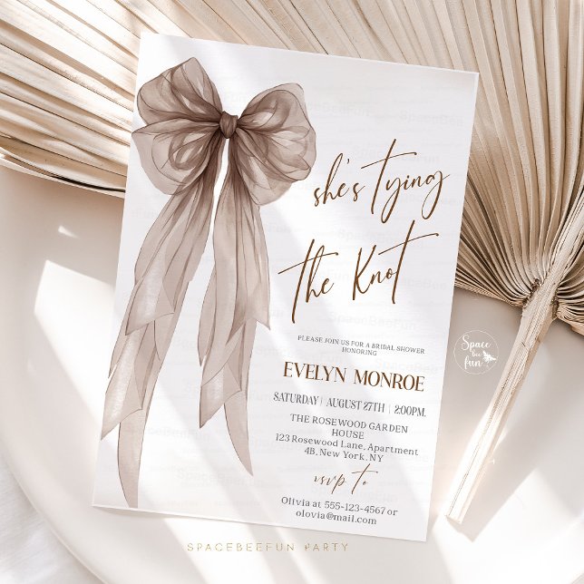 Hon bryter loss Bröllopsfest  Inbjudningar (She's tying the knot,Bridal shower,invitation bow,Editable invite,Bachelorette invite,Party Invite b)
