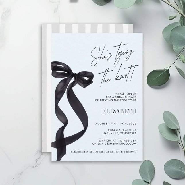 Hon Bryter Ut Black Bow BRUDKVÄLL FEST Inbjudningar (Skapare uppladdad)