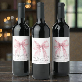 Hon Bryter Ut Pink Bow Bröllopsdusch Vinflaska Etikett