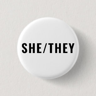 Hon de Gender Pronounouns svartvit enkel Knapp