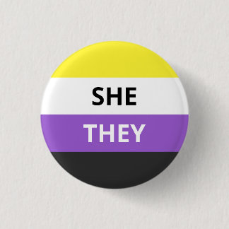 Hon/de pronouns Non Binary Flagga Badge Knapp