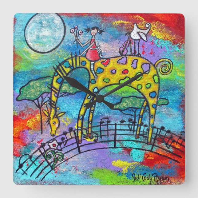 Hon drömmer om Gavotte Clock Fyrkantig Klocka (Framsida)