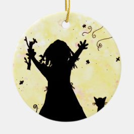 Hon drömmer om Magic i Måne Julgransprydnad Keramik