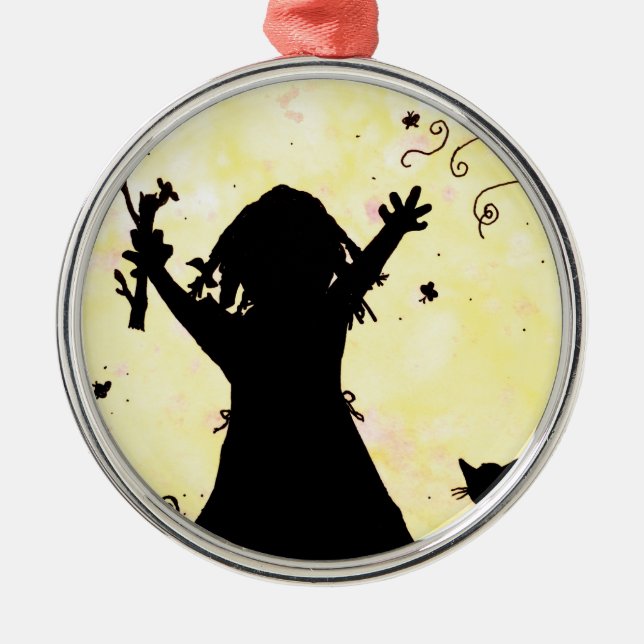 Hon drömmer om Magic i Måne Julgransprydnad Metall (Framsidan)