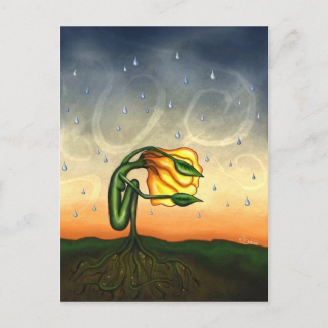 Hon drömmer om soliga dagar vykort (Framsida)